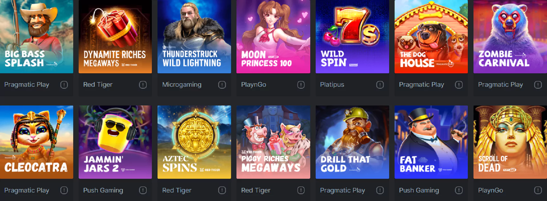 Screenshot of aviable games in Bitcoin casino Canada from bc.game website